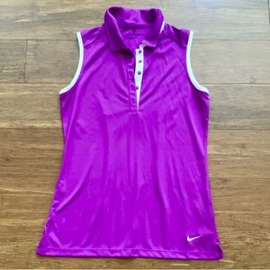 NIKE Golf Women’s DRI-FIT Purple & White Sleeveless Collared Polo Golf Shirt S